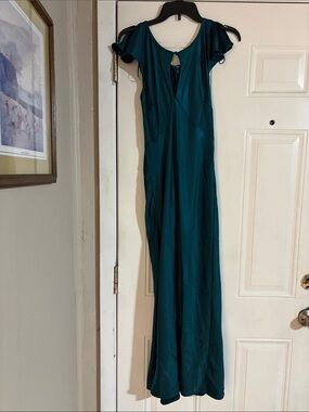 Old Navy Teal Green Maxi Dress with Flutter Sleeves